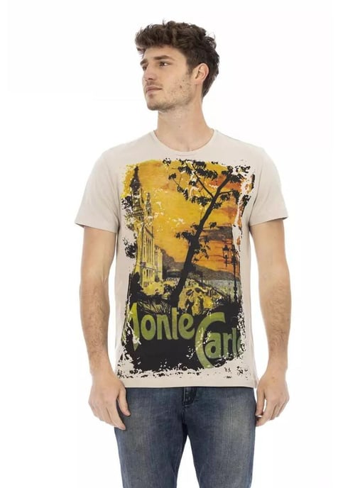 Trussardi Action Men's Beige Cotton T-Shirt - Image 1