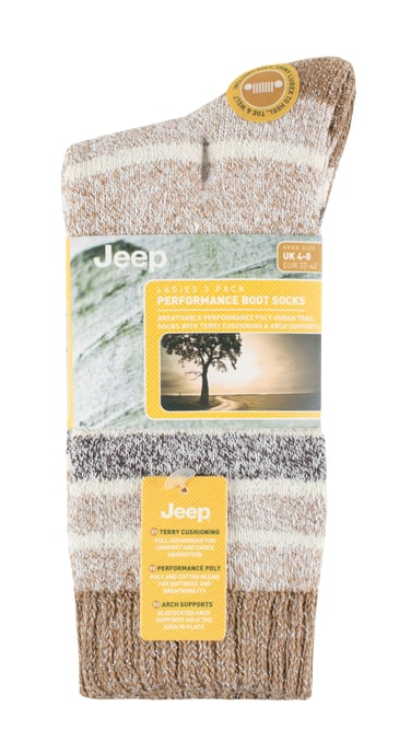 Jeeps - Set van 3 wandelsokken voor zwaar gebruik voor dames - Tan / Cream / Coffee - Image 2