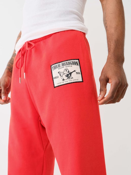 Relaxed Ladder Applique Jogger in Red