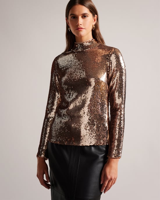 Ted Baker Lovato Sequin Top, Pale Pink