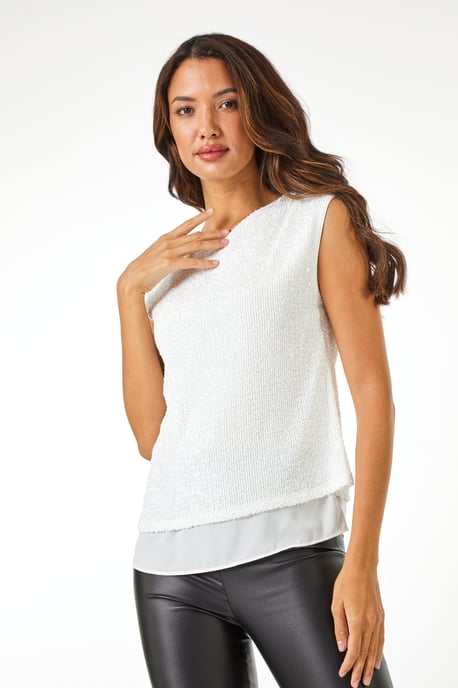 Sequin Tie Back Detail Top