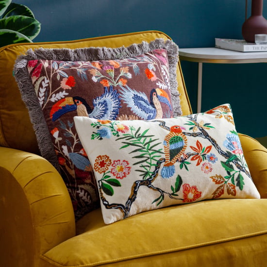 Wylder Mirrored Toucan Embroidered Polyester Filled Cushion