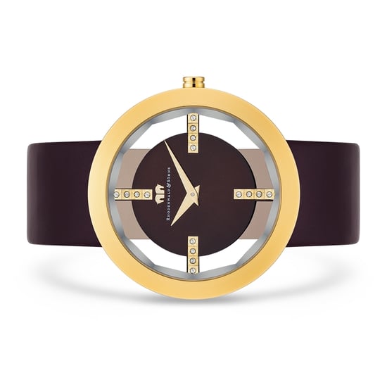 Rhodenwald & Söhne Female Quartz Yellow Gold/Dark Brown Genuine Leather Watch