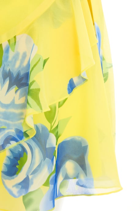 Yellow Floral Wrap Mini Skirt
