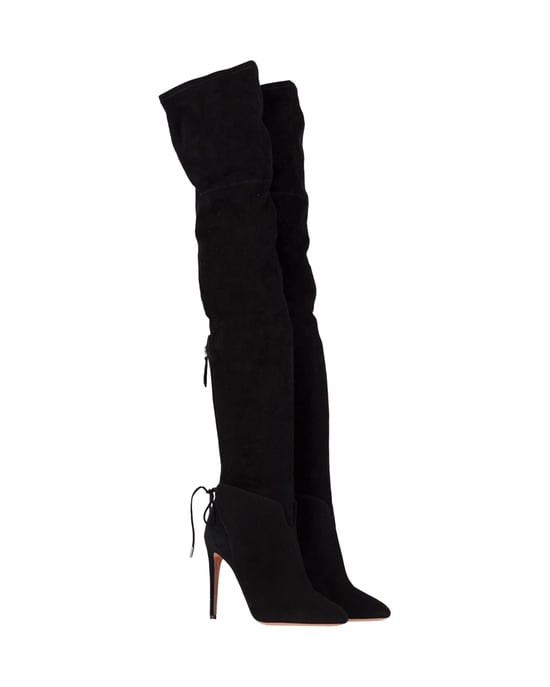 Aquazzura Giselle Over-The-Knee Boots in Black Suede - Image 2