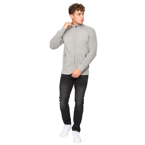 Crosshatch Mens Birchin stickad jumper med full dragkedja (grå) - Image 3