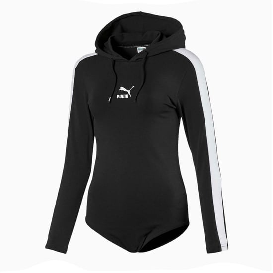Puma Classics Womens Hooded Long Sleeve Bodysuit Black 596709 01