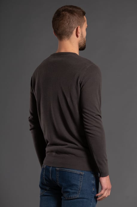 Grey V-Neck Long Sleeve Jumper