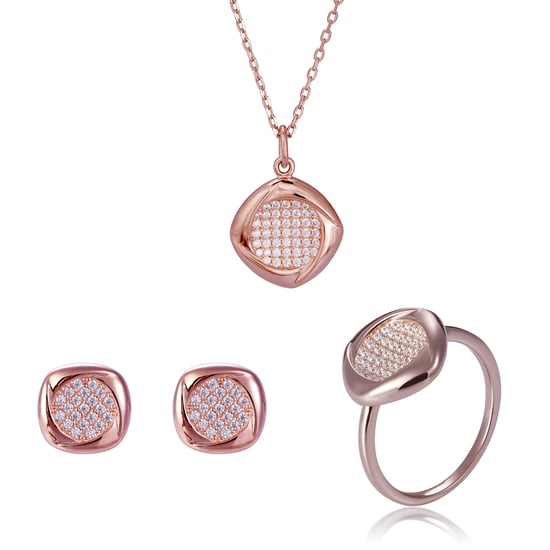 Orphelia 'Amalia' Women's 925 Sterling Silver Set: Necklace + Earrings + Ring - Rose SET-7442