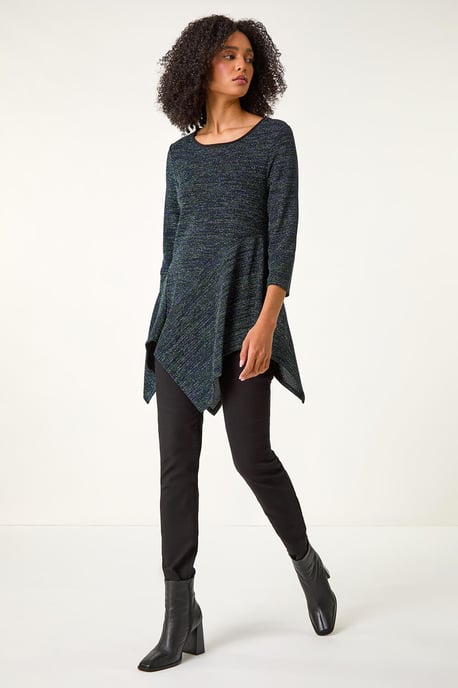Glitter Hanky Hem Tunic Stretch Top - Image 1