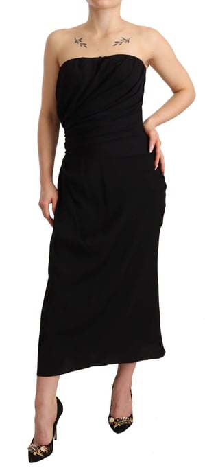 Dolce & Gabbana Kvinnors Svart Siden Off-Shoulder Midiklänning - Image 1