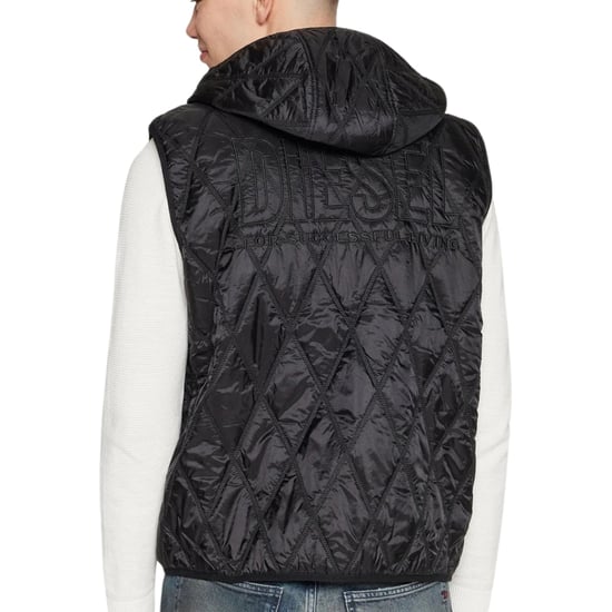 Diesel Brand Logo Black Quilted Gilet Jacket