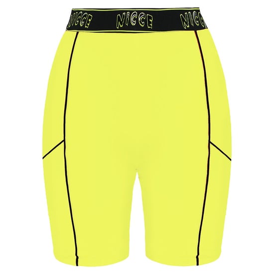 Nicce Stretch Logo Black/Neon Yellow Womens Carbon Shorts 201 2 06 03 0180