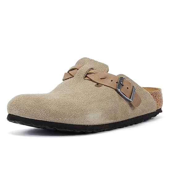 Birkenstock Boston Braided Women's Taupe Suede Clogs - Image 3