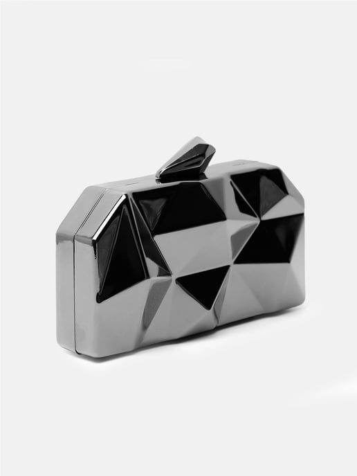 Where's That From Womens Melanie Geometric Pattern Clutch Bag In Black