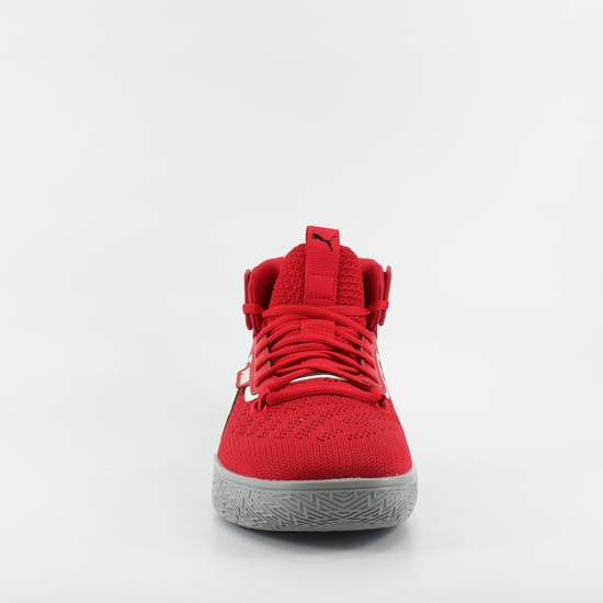 Puma Legacy MM Red Textile Mens High Top Lace Up Trainers 194048 04 - Image 4