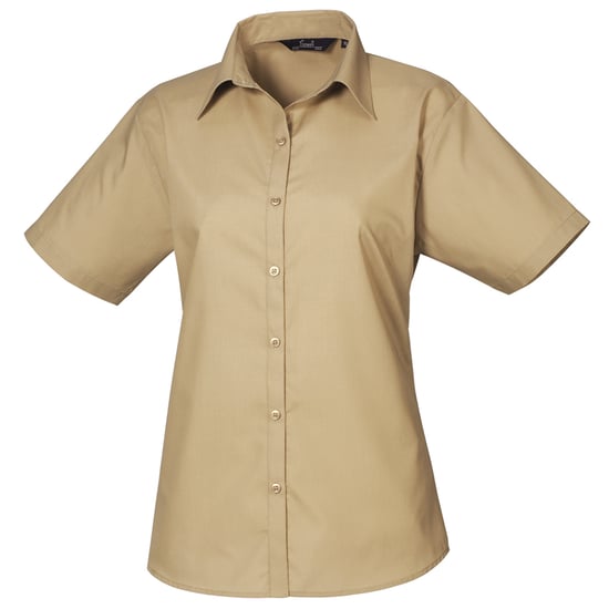 Premier Popeline blouse met korte mouwen / Gewoon werkoverhemd (Khaki) - Image 1