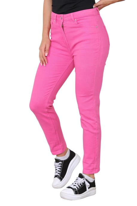 M&Co Womens High Rise Tapered Straight Leg Mom Jeans in Pink - Image 3