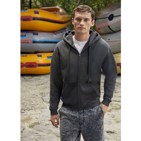 Fruit Of The Loom Mens Premium 70/30 Hooded Zip-Up Sweatshirt / Hoodie (Charcoal) - Image 2