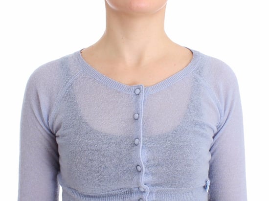 Ermanno Scervino Lingerie Blue Knit Cropped Sweater Cardigan