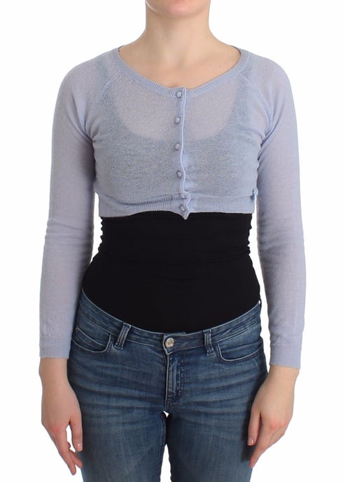 Ermanno Scervino Lingerie Blue Knit Cropped Sweater Cardigan