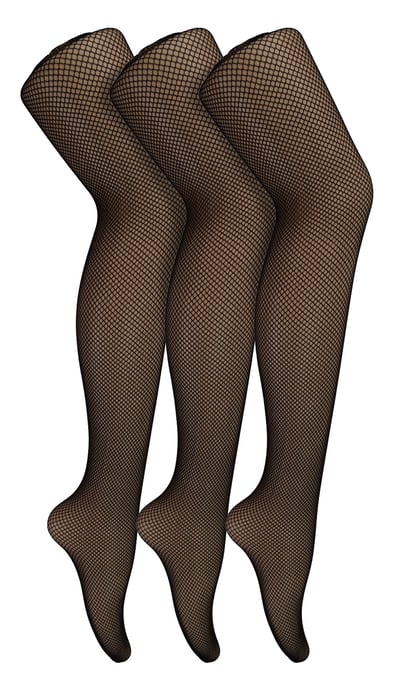 3 Pair Multipack Fishnet Tights for Women | Sock Snob | Stylish Footed Pretty Stocking Ideal for Dance Party - Black - Image 1