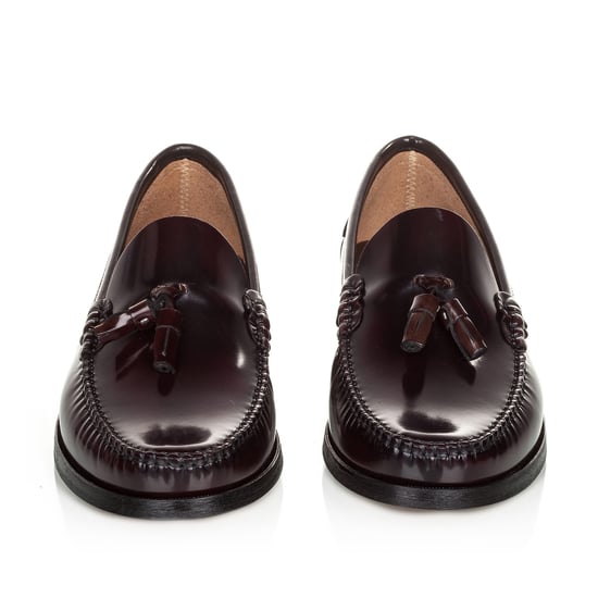 Men's Leather Moccasins With Tassels Elegant And Comfortable Classic Shoes in Burgundy