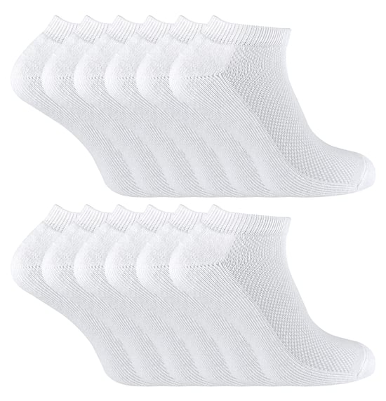 12 par multipack träningsstrumpor i bambu för barn | Sock Snob | svarta eller vita löparstrumpor med låg skärning för pojkar och flickor - Vit - Image 1