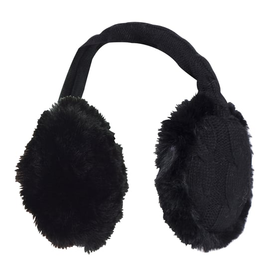 Heat Holders - Ladies Winter Warm Knitted Ear Muffs | Faux Fur | Cold Weather - Black - Image 1