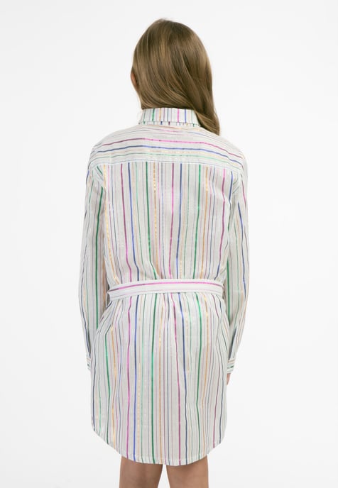 Mymo Overhemd blouse jurk Meisje Witte veelkleurige strepen - Image 4