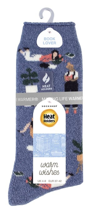 Dam Fun Hobby Socks | Heat Holders Lite | Novelty Winter Fleece Lined Thermal Socks - Book Worm - Image 2
