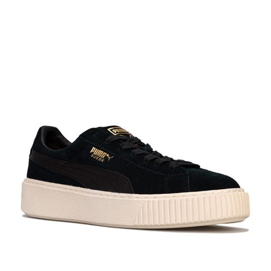 Women's Puma Suede Platform Mono Satin Trainers in Black - Image 2