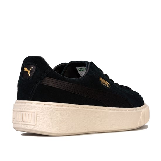 Women's Puma Suede Platform Mono Satin Trainers in Black - Image 3