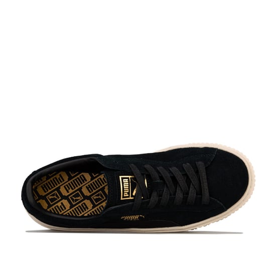 Women's Puma Suede Platform Mono Satin Trainers in Black - Image 5
