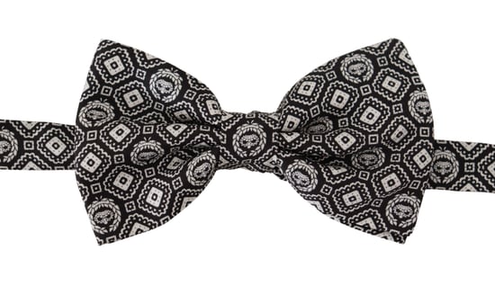 Dolce & Gabbana Black white 100% Silk Adjustable Neck Papillon Men's Tie - Image 1