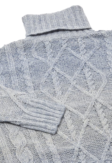 Mymo Trui met coltrui Dames Blauw wol wit - Image 3