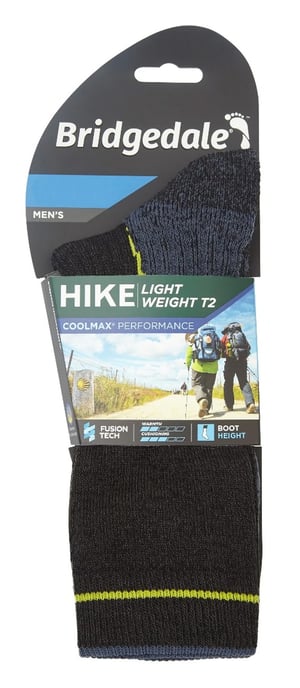 Bridgedale - Mens Hiking Lightweight Boot Socks - Black / Lime - Image 2