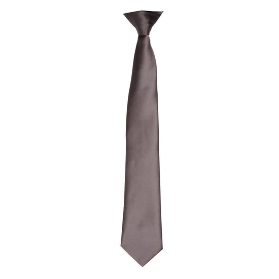 Premier Kleuren Heren Satin Clip Tie (Donkergrijs) - Image 1