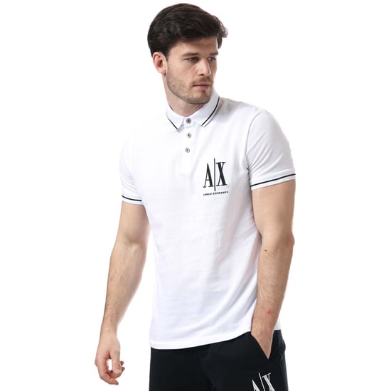 Men's Armani Exchange Tipped Logo Polo Shirt in White