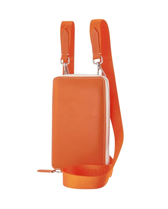 Neck Pouch - Maison Kitsuné - Orange - Leather - Image 2