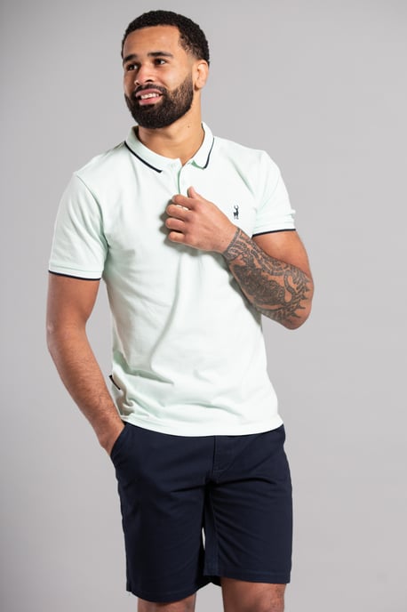 Mint Short Sleeve Cotton Contrast Collar Polo Shirt