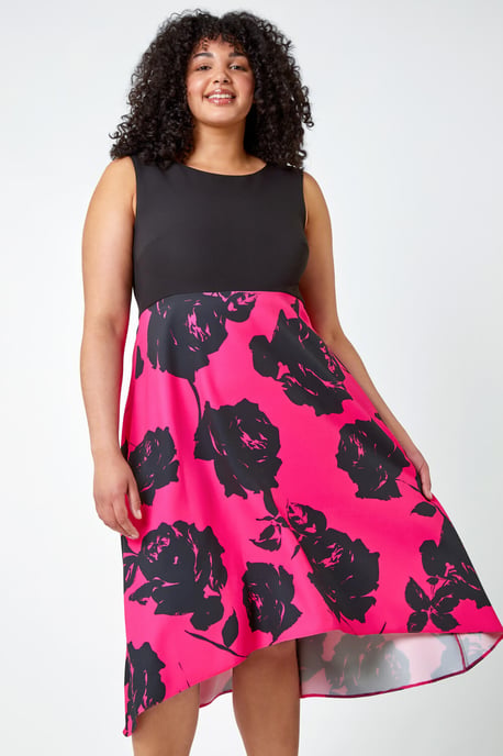 Curve Premium Stretch Floral Midi Dress