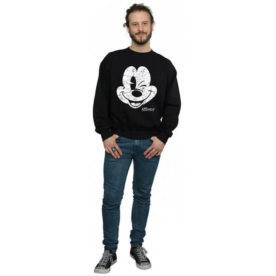 Disney Mens Mickey Mouse Face Sweatshirt (Black)