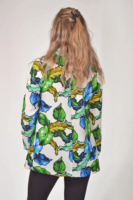 Blue Floral Long Unlined Jacket