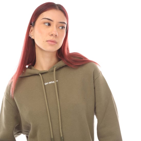 Off White Flock Chine Flower Arrow Hoodie för kvinnor i grönt - Image 3
