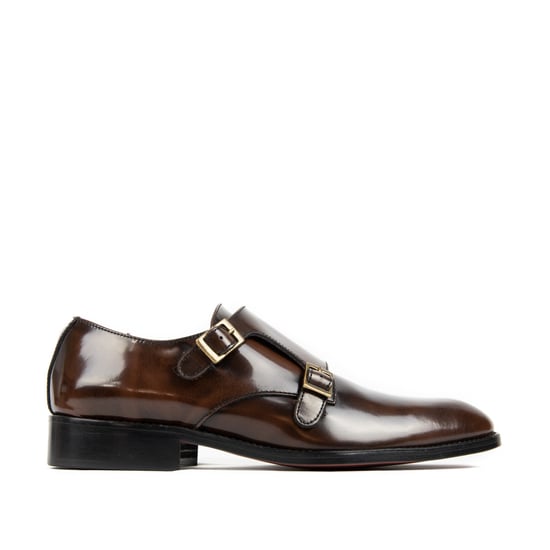 Men's Monk Men Leather Shoe in Brown