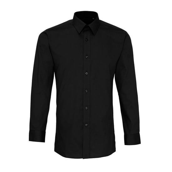 Premier Heren Colours Popeline Getailleerd overhemd met lange mouwen (Zwart) - Image 1
