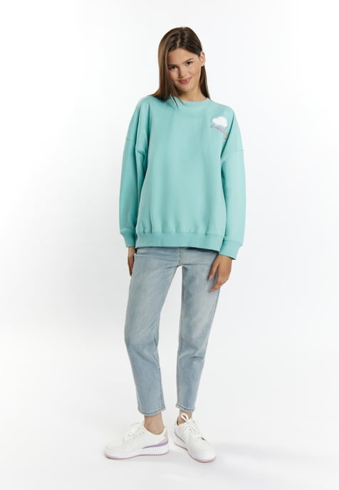 Mymo Sweatshirt met applicatie Dames aqua - Image 3
