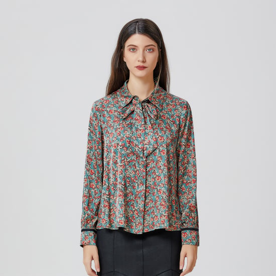 Ascot-tie flower print shirt - Image 1