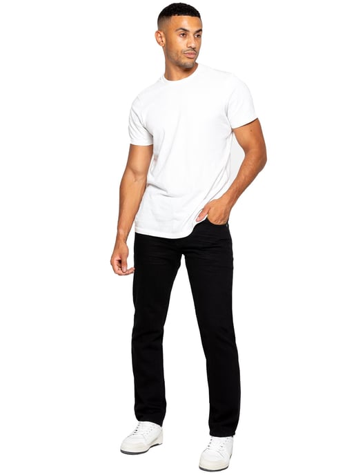 Enzo Mens Denim Straight Fit Jeans - Black